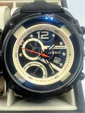Class Ray Men's Black and Cream Chronograph Watch
